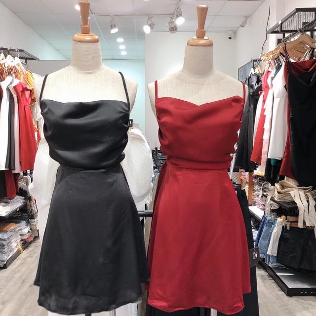 Đầm đen 2s cổ đỗ hai dây - May Dress