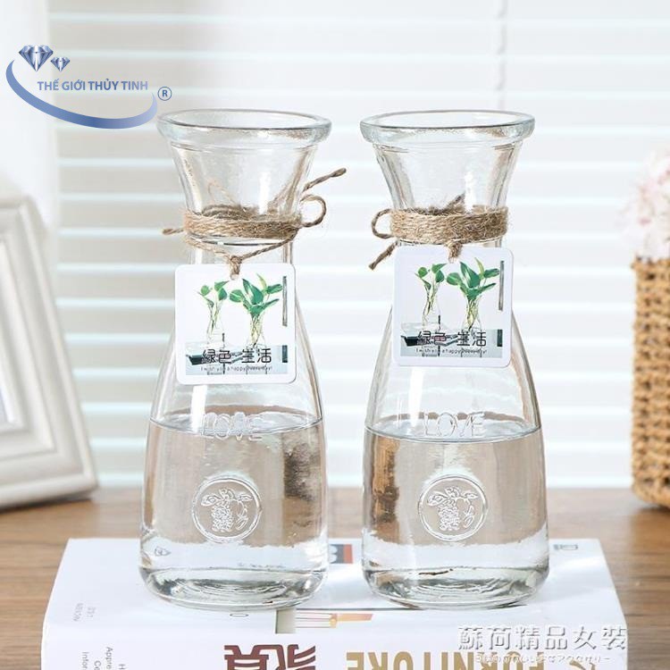 Bình Bông Lọ Hoa Thủy Tinh Trang Trí Eo Lớn