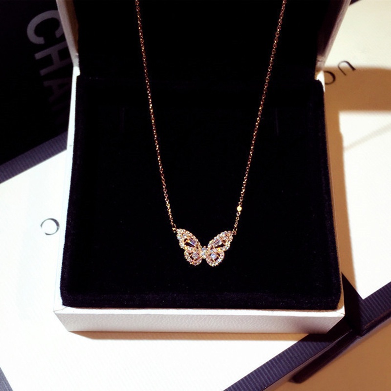 Vòng cổ Mặt Hình Bướm Đính Đá Zircon Thời Trang Cho Nữ