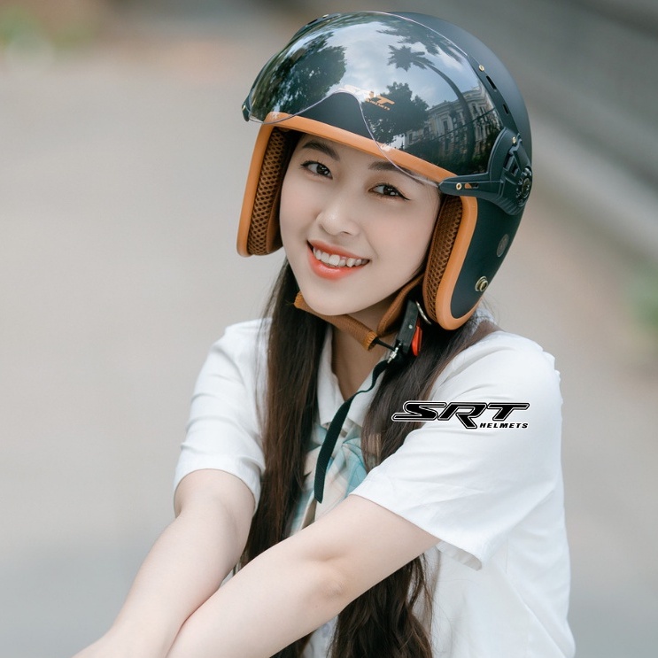 Mũ bảo hiểm 3/4 SRT kính càng chống chói chống tia UV cao cấp