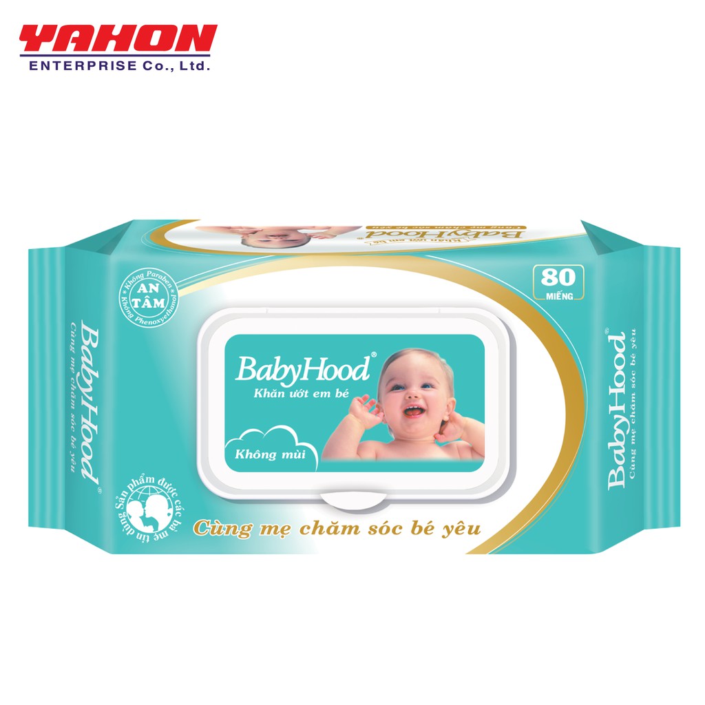 Khăn Ướt Em Bé BabyHood Không Mùi 80 Miếng