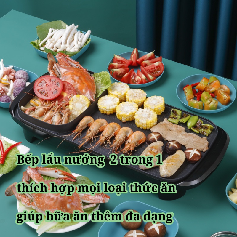 Nồi lẩu nướng Hongshuangxi đa năng 2 in 1 tiện lợi - đa nănng - tiết kiệm - Hàng Chính Hãng