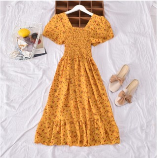 Đầm maxi voan xếp ly