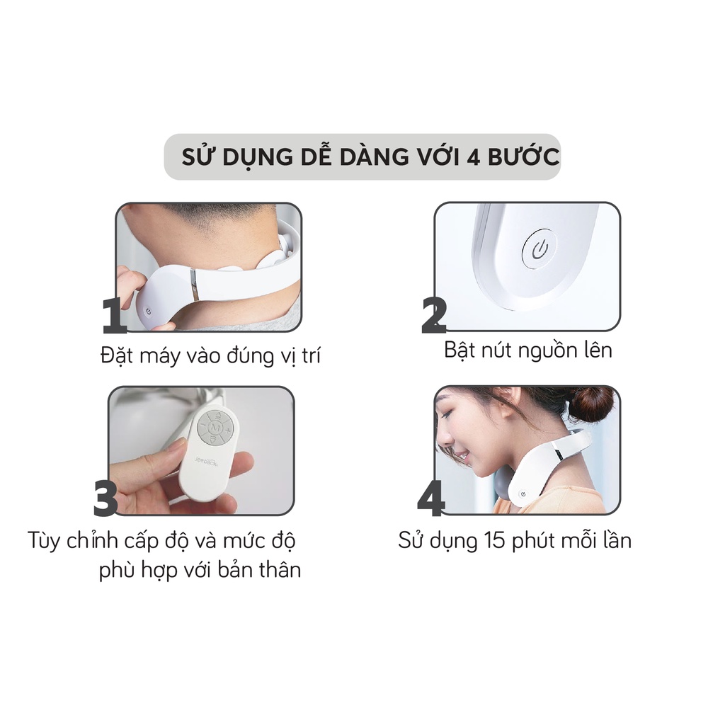 REBORN-Máy Massage 360 độ Cổ/Vai/Gáy Hàn Quốc, sưởi ấm hồng ngoại 4 chế độ, Bảo hành 1 năm, Chính Hãng
