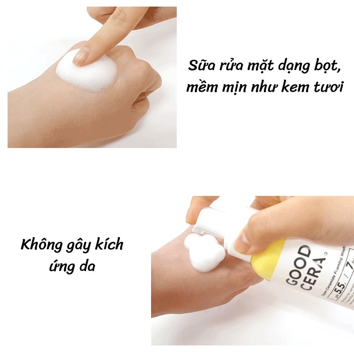 Sữa rửa mặt tạo bọt Hàn Quốc Holika Holika Good Cera Super Ceramide dưỡng ẩm tăng đàn hồi tái tạo da 160ml - 7136