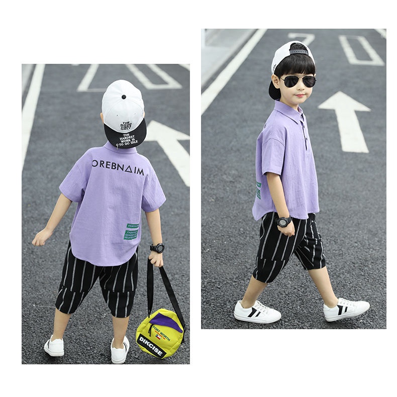 Set 2 Món Áo Thun Phối Quần Short Thời Trang Mùa Hè Cho Bé Trai Từ 3-4 - 5-6 - 7-8 - 9-10 - 11-12 Tuổi Bộ Đồ Liền Thân Xinh Xắn Dành Cho Bé