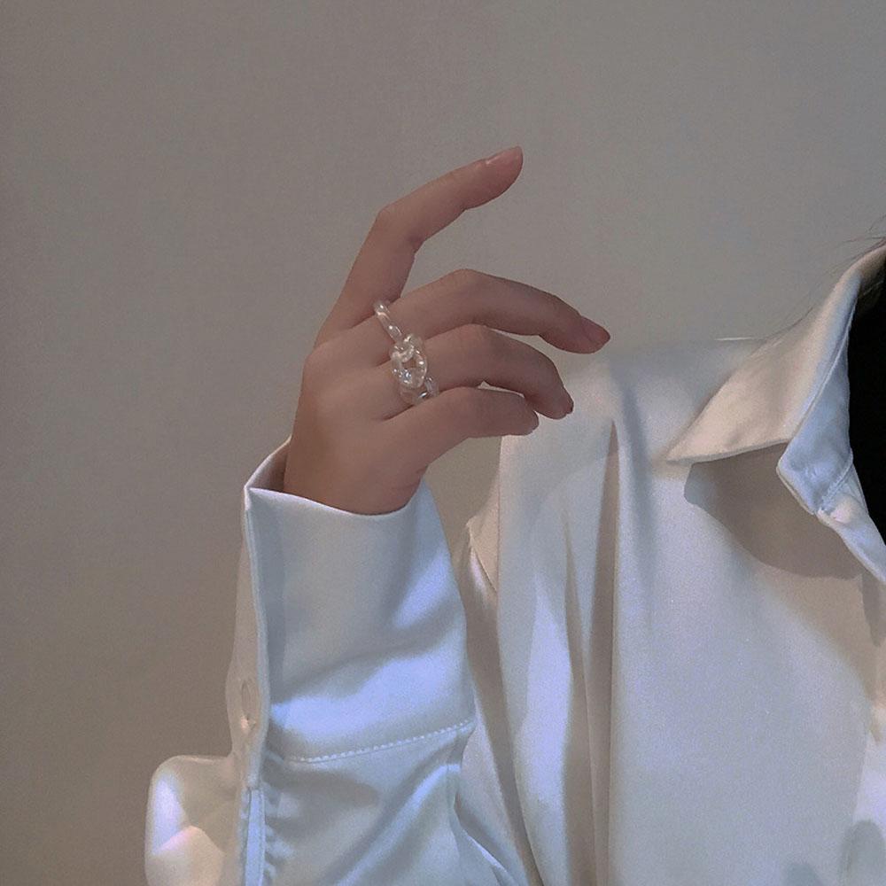 VANES1 Nhẫn Tròn Thiết Kế Bất Đối Xứng Màu Laser Phong Cách Hàn Quốc Thời Trang Cho