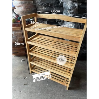 Kệ dép 5 tầng gỗ cao su đẹp lắp ráp