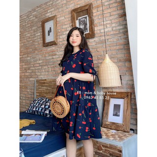 Đầm bầu babydoll tay nơ trẻ trung ( có video )