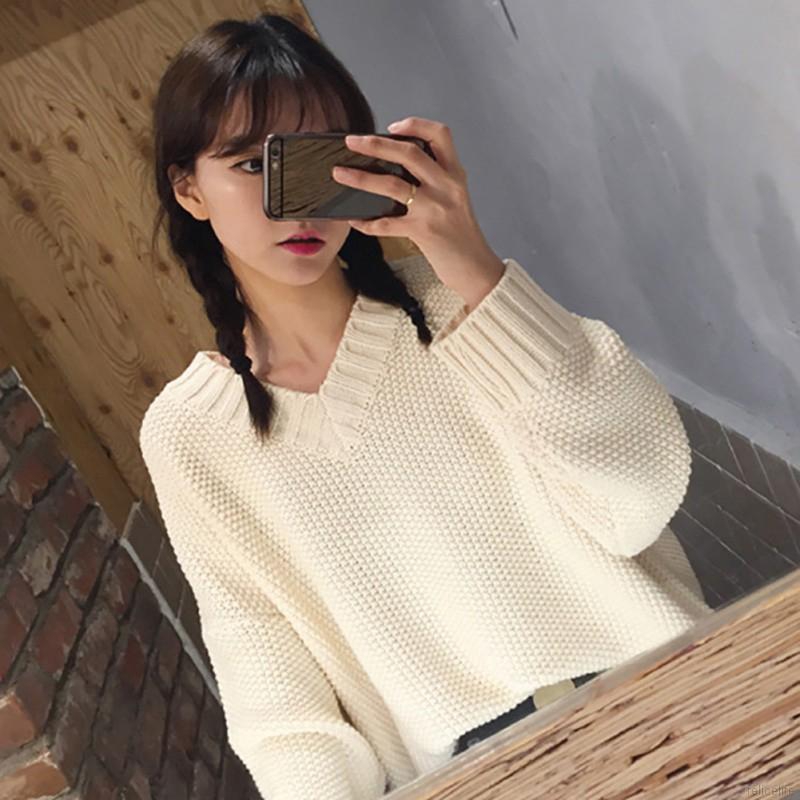 Áo Sweater Nữ Tay Dài Cổ Chữ V Thời Trang