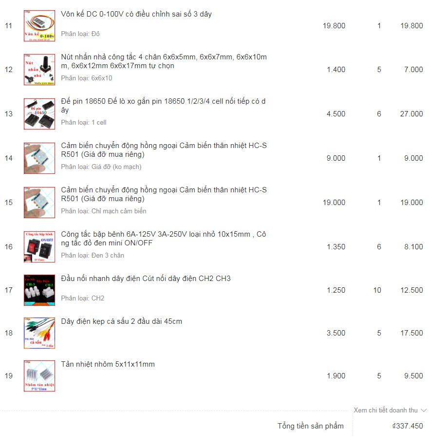 [Combo] Box sạc + Vôn kế + Cảm biến chuyển động + Công tắc + Mạch sạc bảo vệ pin 18650 + Jack DC + Đế gắn pin 18650