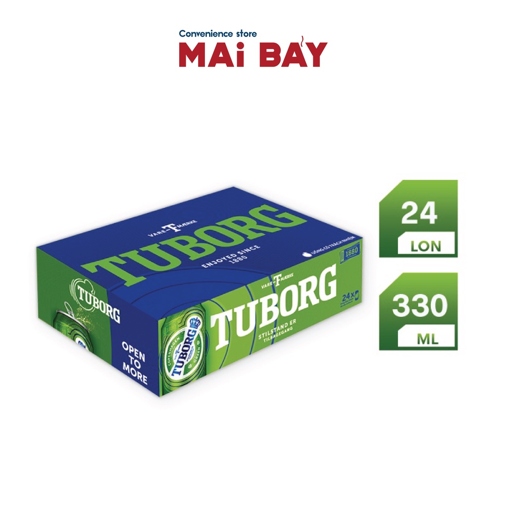 Thùng 24 lon bia Tuborg 330ml x 24 Lon