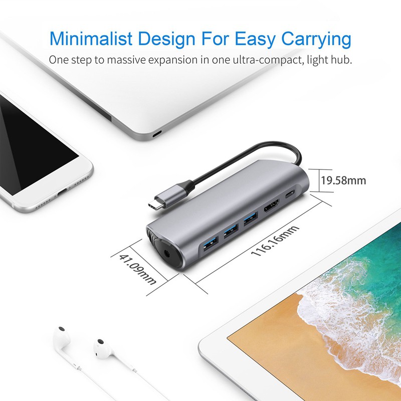 Bộ Chia Cổng Hdmi Usb 3.0 6 Trong 1 Chất Lượng Cao Cho Macbook Pro Samsung Galaxy | BigBuy360 - bigbuy360.vn