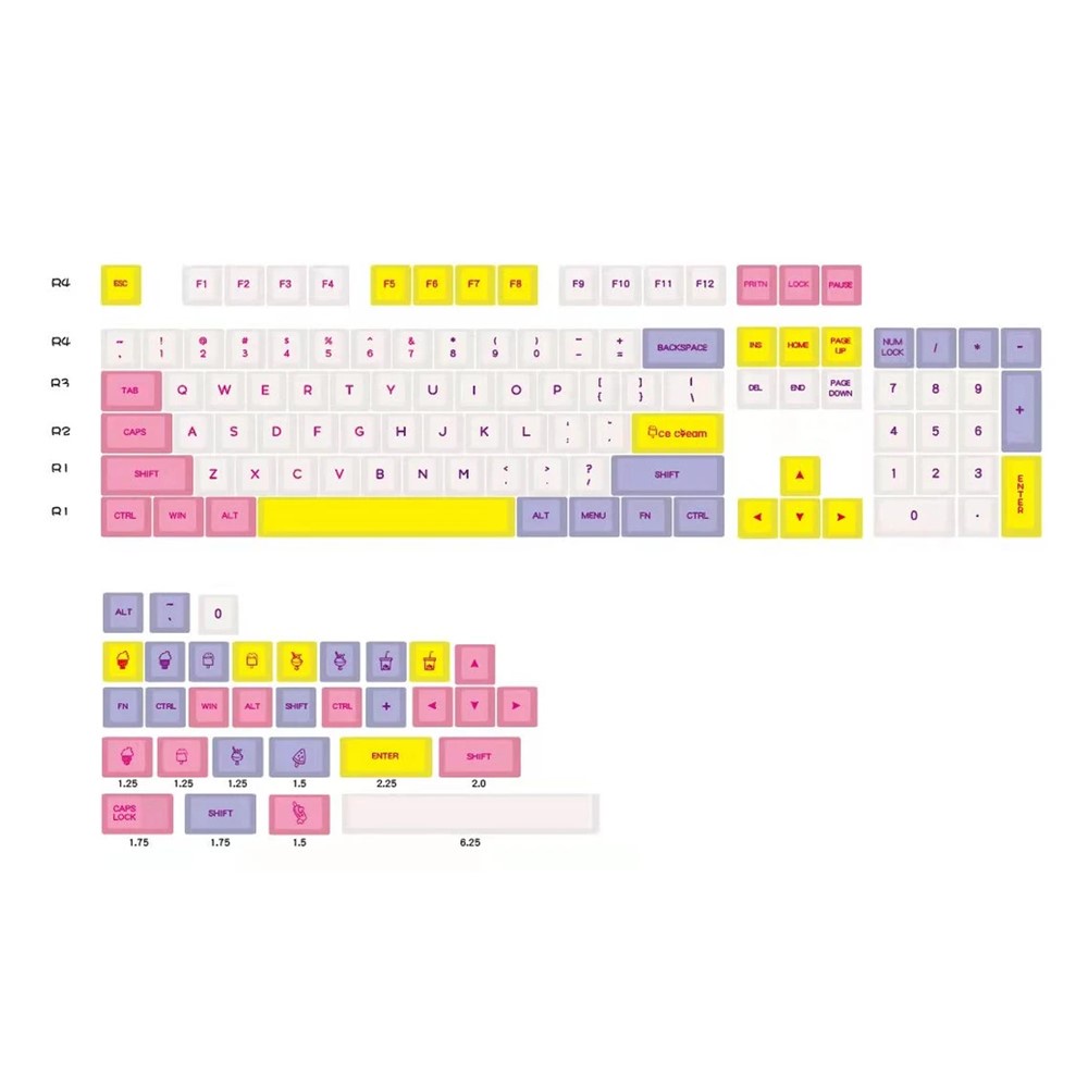 Bộ keycap PBT nút bàn phím cơ profile XDA Ice Cream, Macaroon ... phù hợp nhiều loại bàn phím