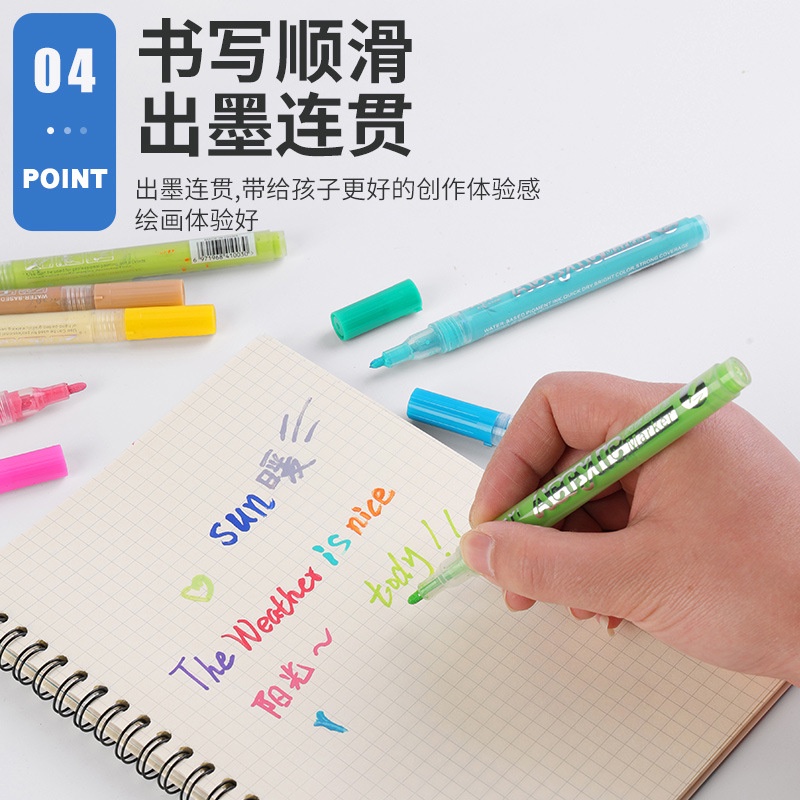 24 Color Acrylic Pen Marker Pen Office School Stationery Journal Diary Scrapbook Label Mark Decoration Pen
