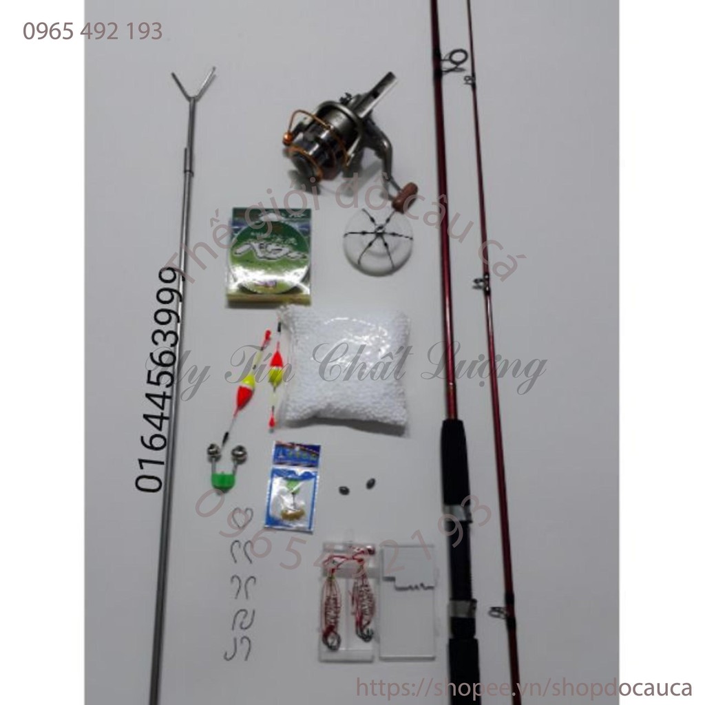 Bộ cần câu shimano đặc 2 khúc dài 2,7m ,máy yumoshi lc  tặng kèm phụ kiện ( rẻ vô địch )