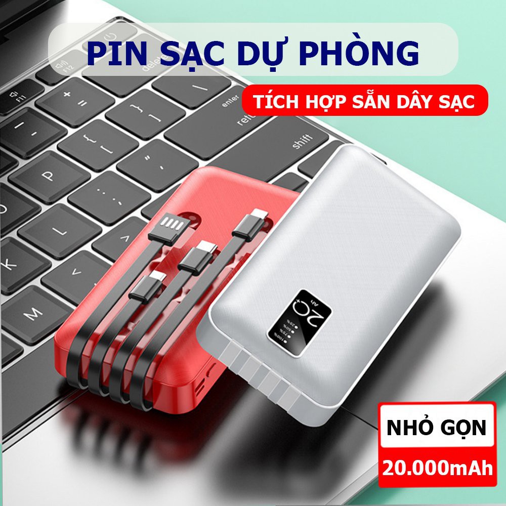 Sạc dự phòng YM-20000mAh, tích hợp 4 chân sạc đa năng phù hợp cho tất cả các dòng điện thoại- Bảo hành 6 tháng