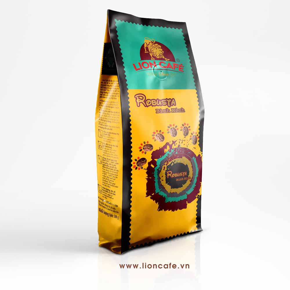 Cà Phê Rang Xay Robusta Bình Minh - LION Cafe (Gói 500g Pha Phin)