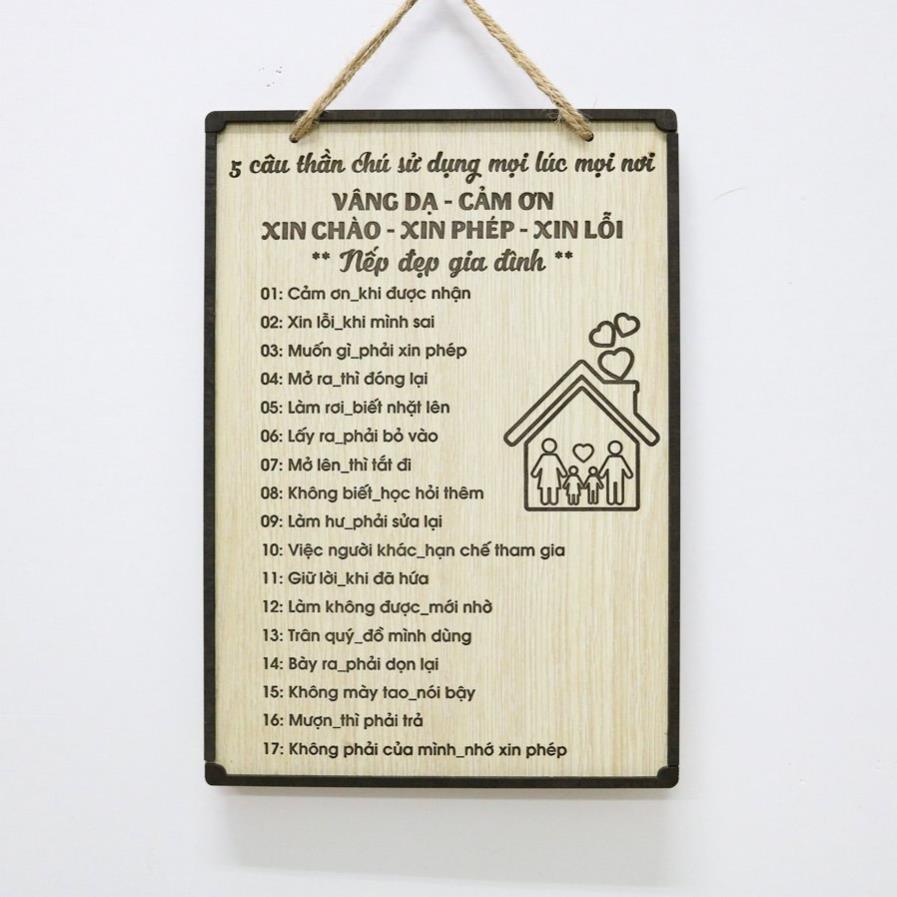 Bảng Gỗ Trang Trí Cá Quy Tắc Gia Đình