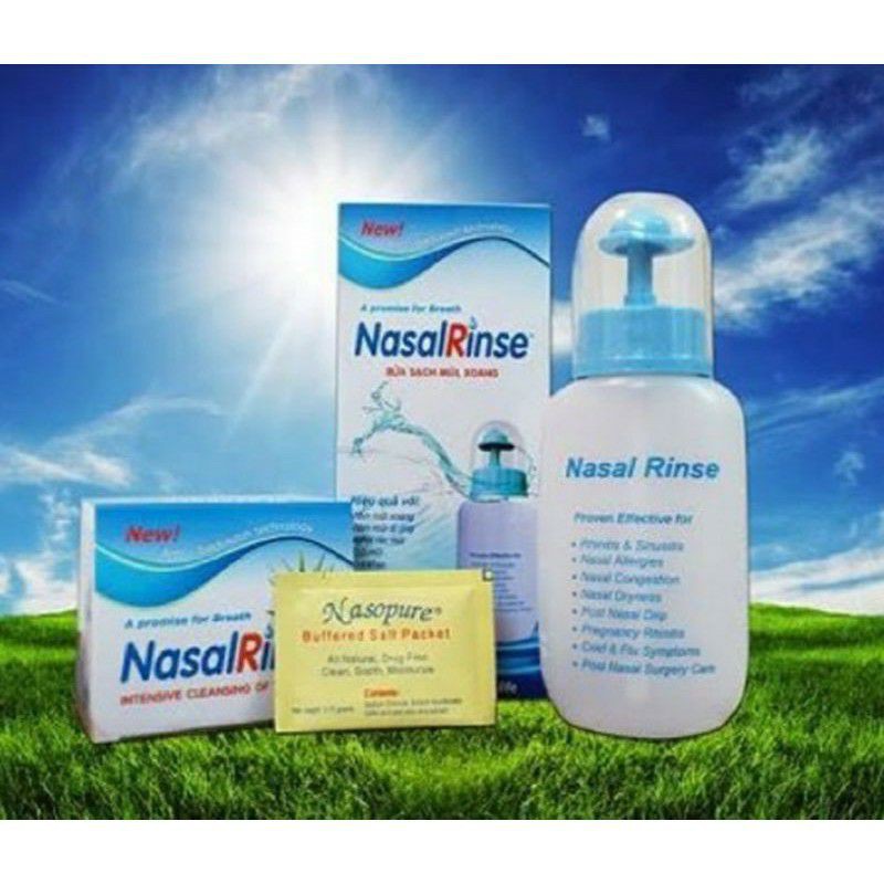 Bình rửa mũi xoang Nasal Rinse kèm 10 gói muối