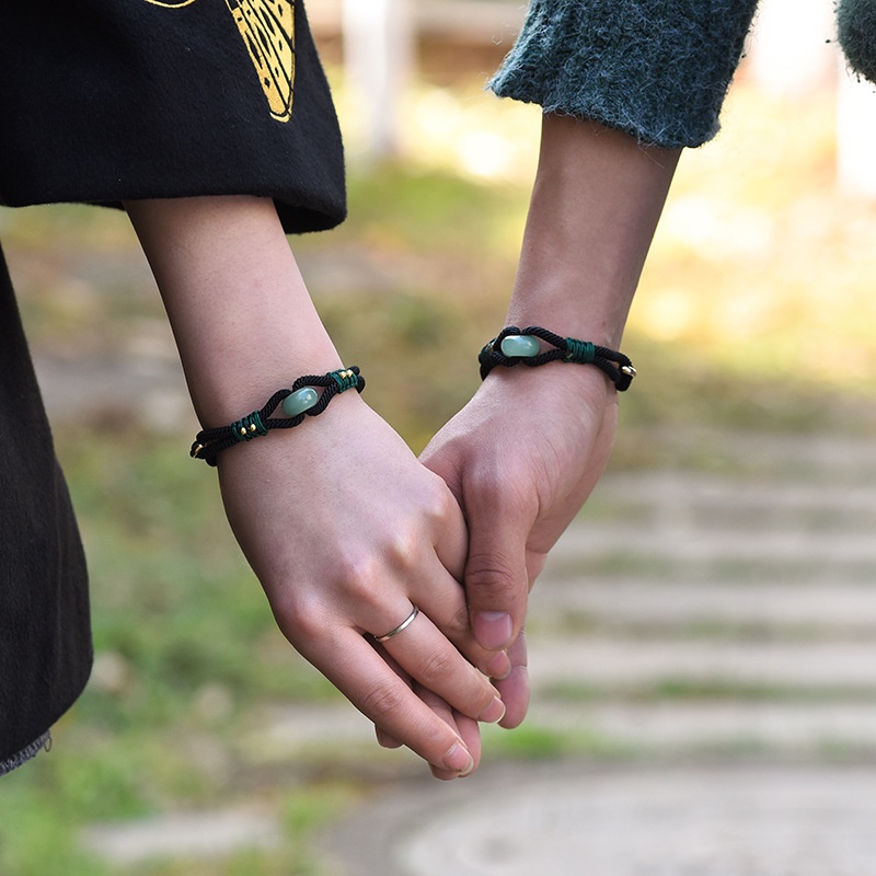 Vòng tay dây bện màu đen phong cách vintage cho cặp đôi