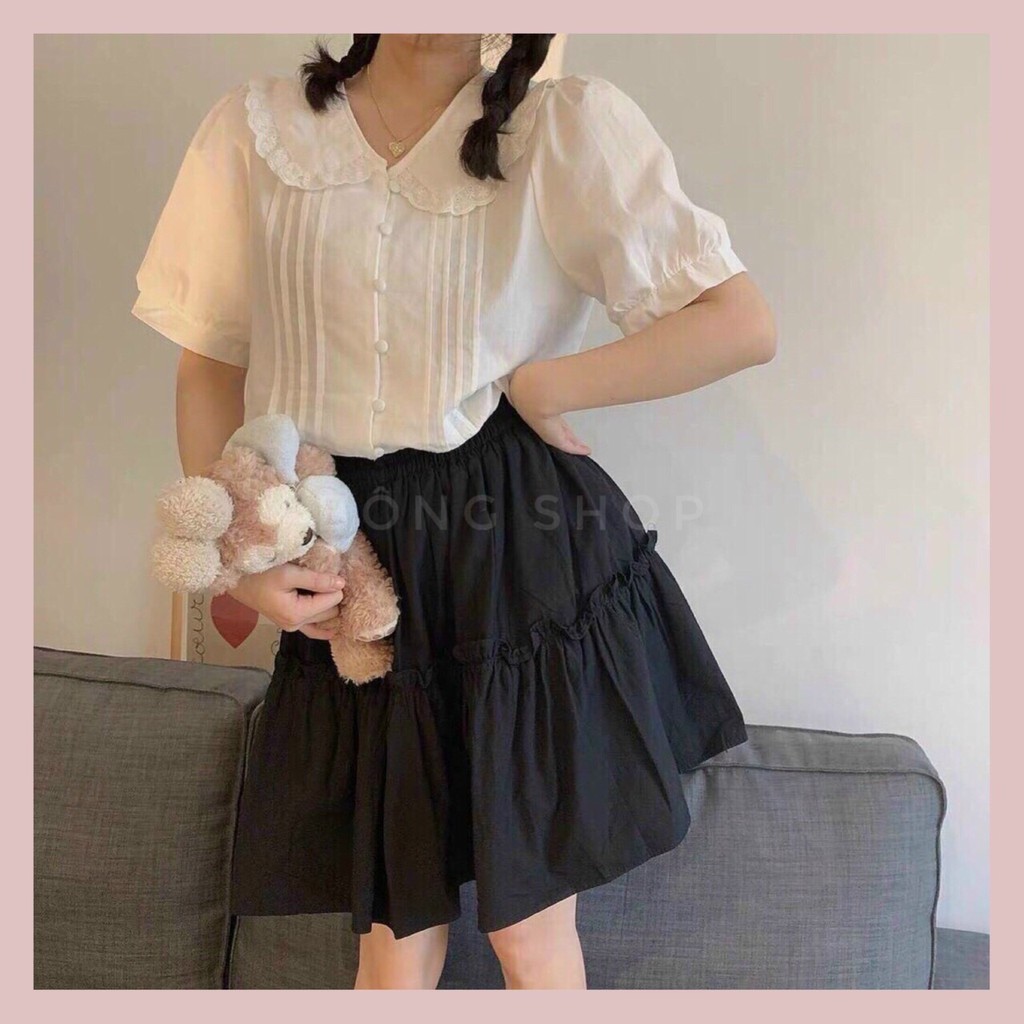 Chân váy trắng nữ dáng xèo kiểu Ulzznag style Hàn Quốc