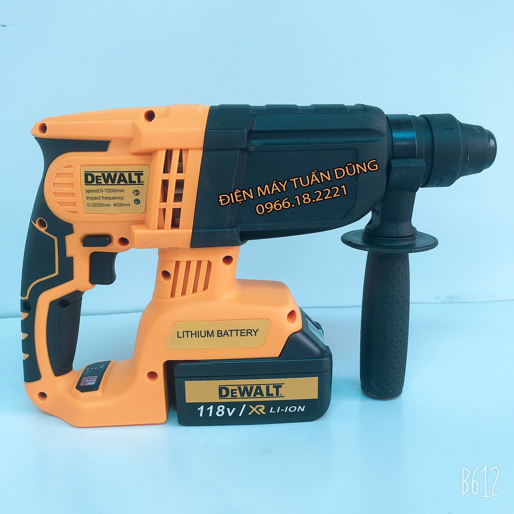 [GIÁ GỐC] Máy khoan đục bê tông Dewalt 118V, không chổi than, 2 Pin 10Cell - KÈM 5 MŨI KHOAN VÀ ĐỤC [CAM KẾT CHÍNH HÃNG]