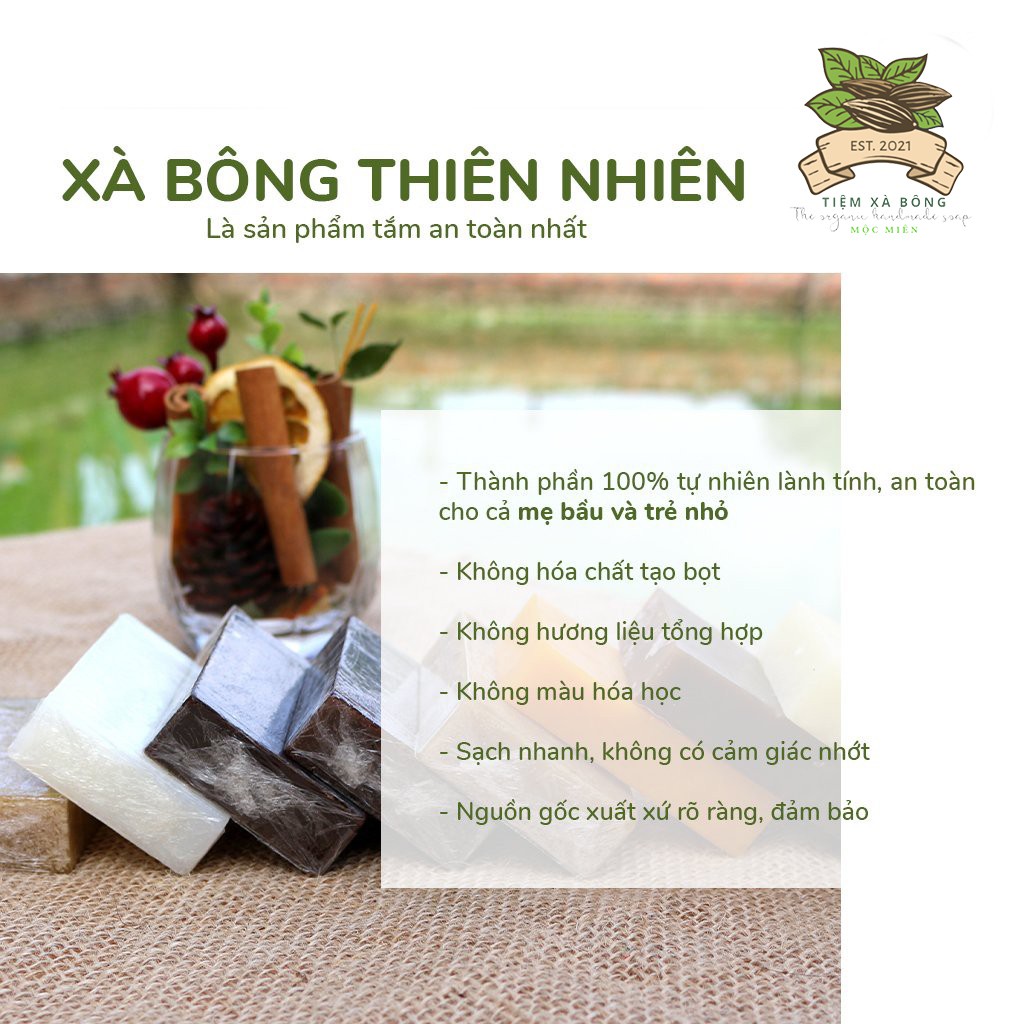 Xà bông 💝 𝑭𝑹𝑬𝑬𝑺𝑯𝑰𝑷 💝 xà bông chùm ngây trà xanh, sạch da, sát khuẩn (handmade) | BigBuy360 - bigbuy360.vn