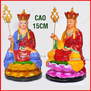 Tượng Phật Địa Tạng Ngồi Cầm Thiền Trượng - Vẽ Mỹ Thuật Nhiều Màu - 6819.1
