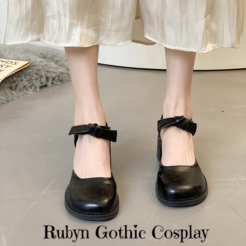 [Sẵn]  Giày Lolita Tiểu Thư cột nơ màu trắng, đen ( Size 35-39) H03