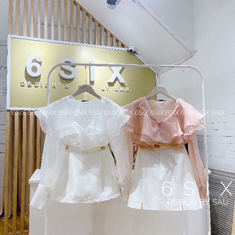 Áo sơ mi tơ kính bèo sen có lót thân thời trang công sở 6SIX closet