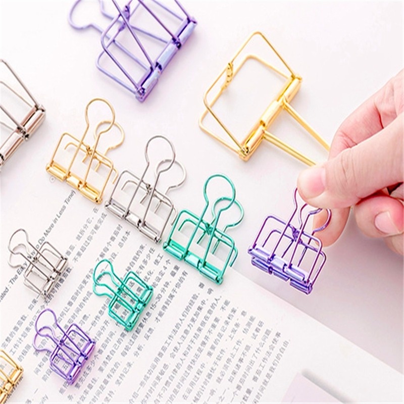 Bìa Kẹp Giấy Ghi Chú Mini Bằng Kim Loại Nhiều Màu Sắc / Kẹp Dài Cố Định Ảnh Dành Cho Học Sinh
