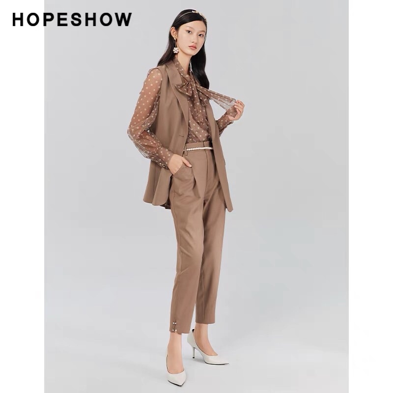 Set áo ren nâu chấm bi Hopeshow