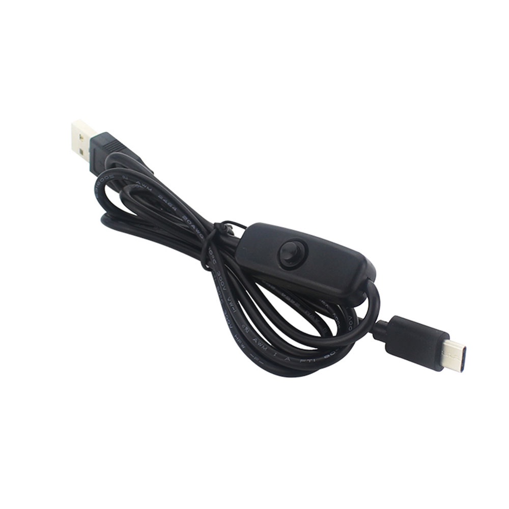 [Coco] Power Adapter Cable 5V 3A USB to Type-C Power Supply Cord with ON Off Button Replacement for Raspberry Pi 4