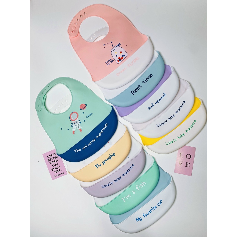 Yếm Ăn Dặm Silicon Dẻo Có Máng Kichi-Sạch Sẽ, An toàn, Tiện Lợi, yếm ăn chống rơi vãi