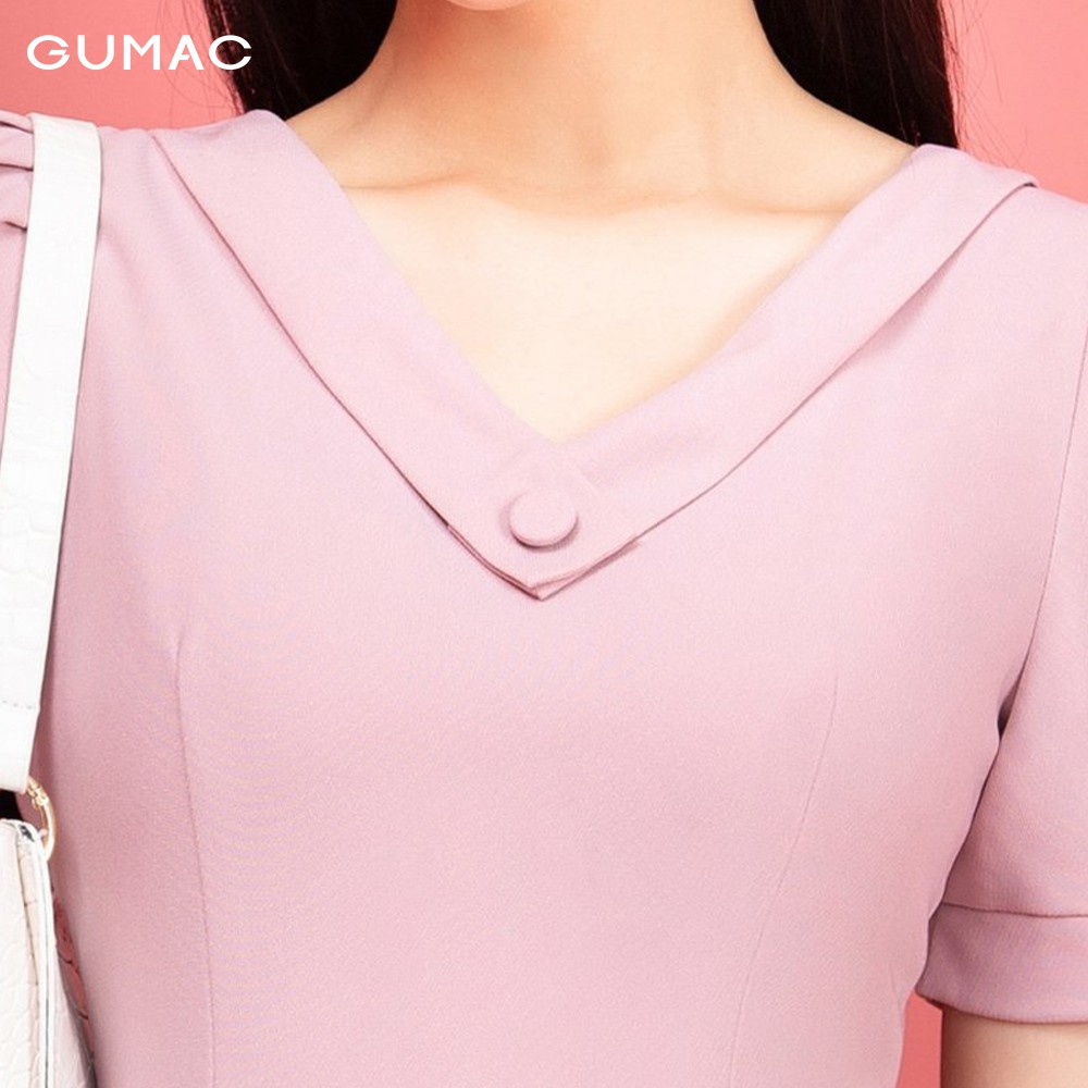 [Mã WAGU12 giảm 20% tối đa 50k đơn 150k] Đầm cổ tim phối nút GUMAC DA9242 | BigBuy360 - bigbuy360.vn