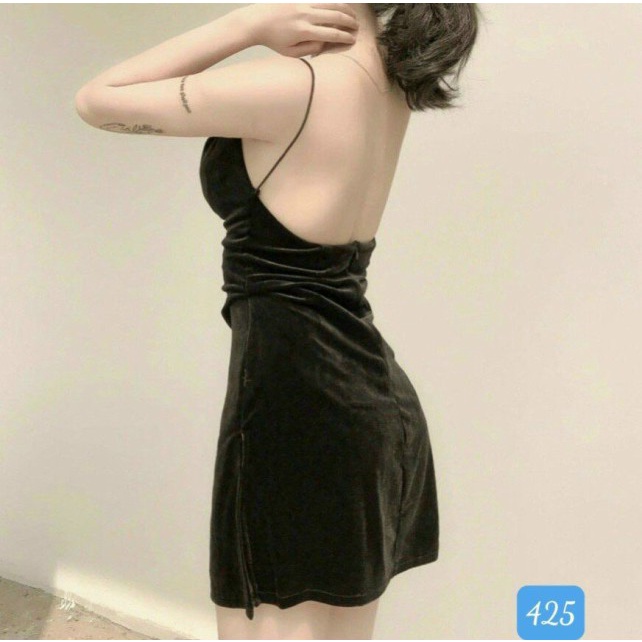 Đầm Lụa 2 Dây,Đầm Nhung 2 Dây Hở Lưng Quyến Rũ  Thời Trang Nữ Phù Hợp Mọi Phong Cách