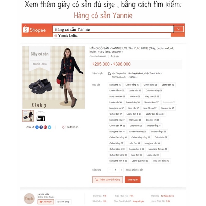 Giày loafer búp bê học sinh da pu vintage ulzzang Hàn Quốc Yannie Lolita