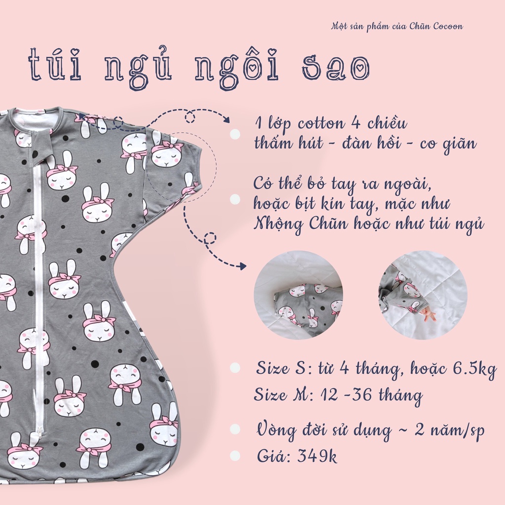 Túi ngủ ngôi sao Chũn Cocoon cho bé