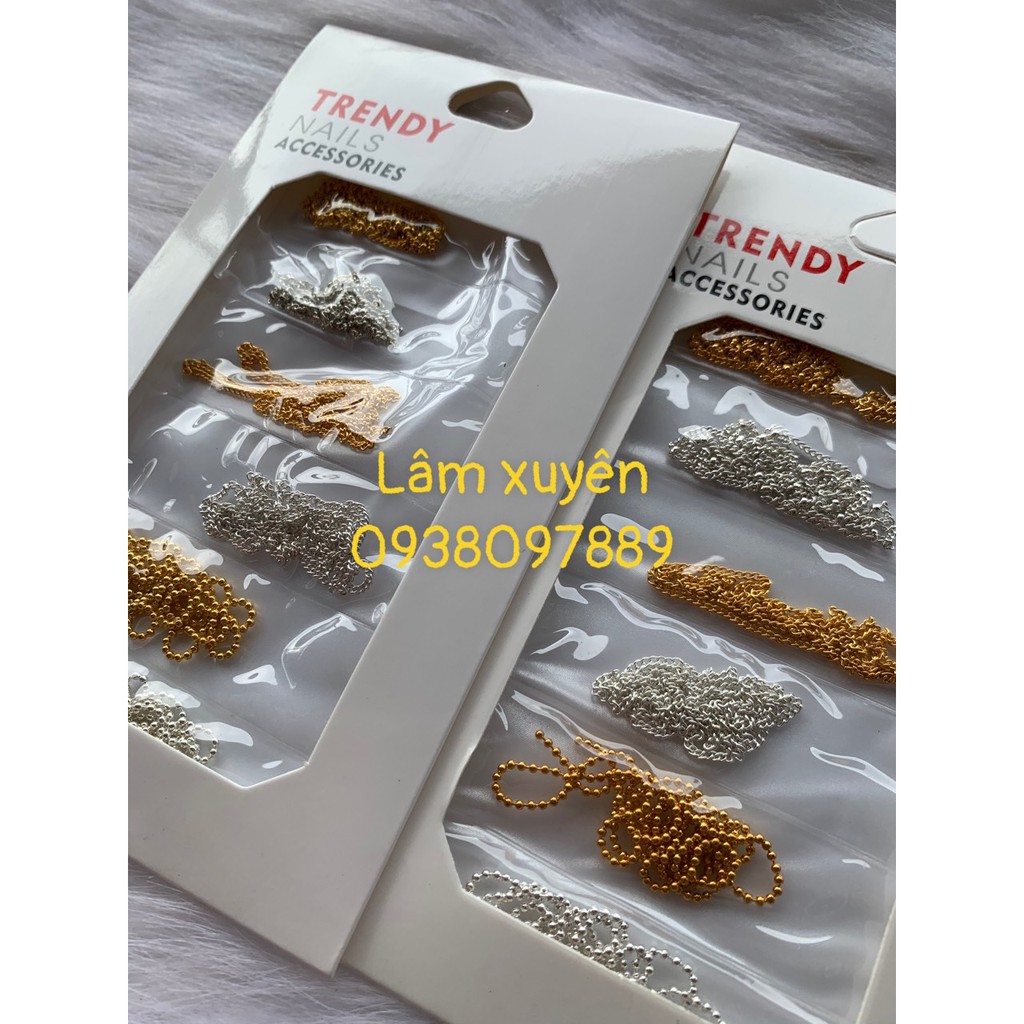 Set dây xích trang trí móngGIÁ RẺ mix 2 màu vàng và bạc, dễ sử dụng, hàng như hình ảnh