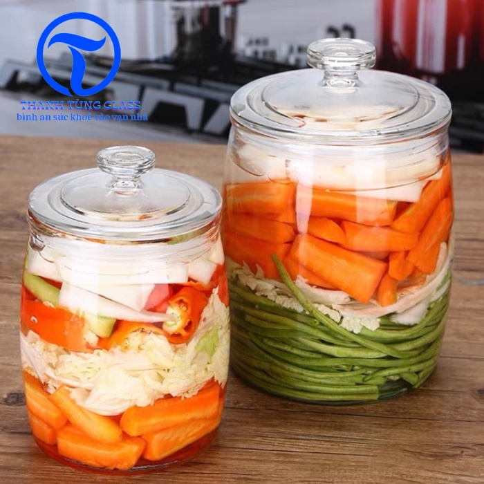 Bình thủy tinh HD12 ngâm hoa quả, ngâm sâm, muối dưa, muối cà, 2.2L & 4.2L