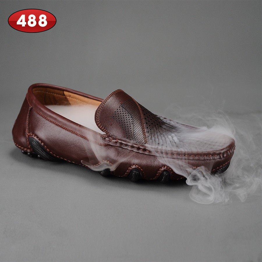 Giầy da nam, đục lỗ, thoáng khí, da bò thật ishoesvn IS488