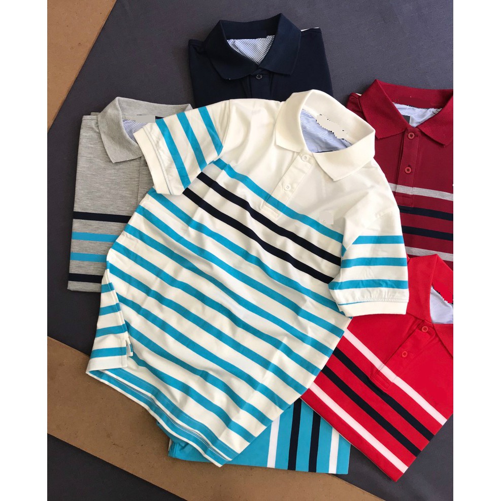 Áo thun nam cotton cổ bẻ thiêt kế sọc ngang phông cách đơn giản và trung niên thời trang nam Liyor - TDATCS3071 | BigBuy360 - bigbuy360.vn