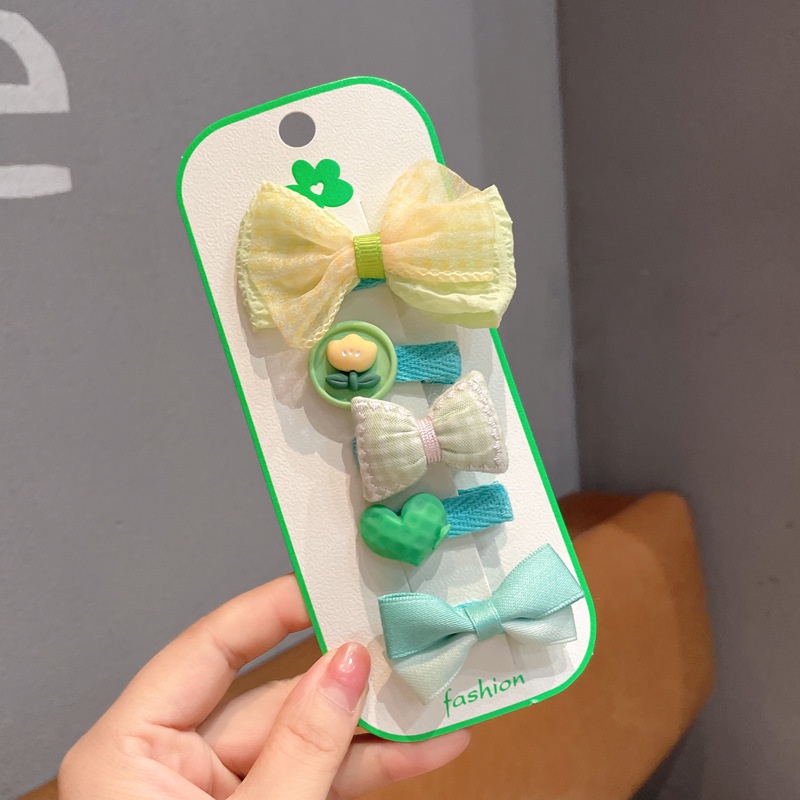 Bộ 5 Kẹp Tóc Bằng Satin Họa Tiết Hoa Thời Trang Chất Lượng Cao Cho Bé Gái