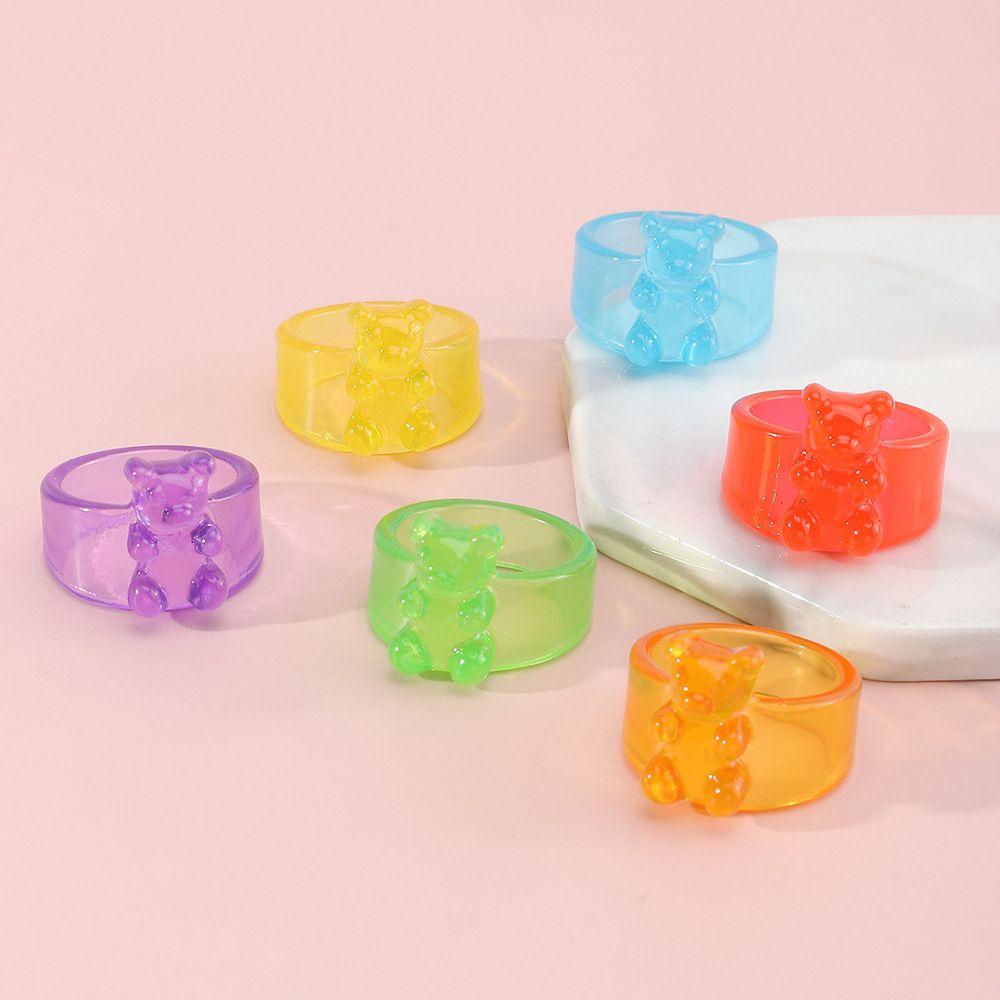 JARRED Nhẫn Resin Tròn Màu Sắc Kẹo Ngọt Phong Cách Hàn Quốc Dành Cho Nữ