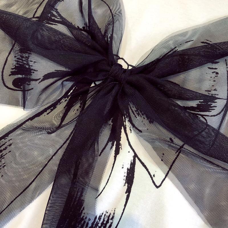 Áo thun ngắn tay dáng rộng đính nơ phong cách Hàn Quốc thời trang hè xinh xắn cho nữ