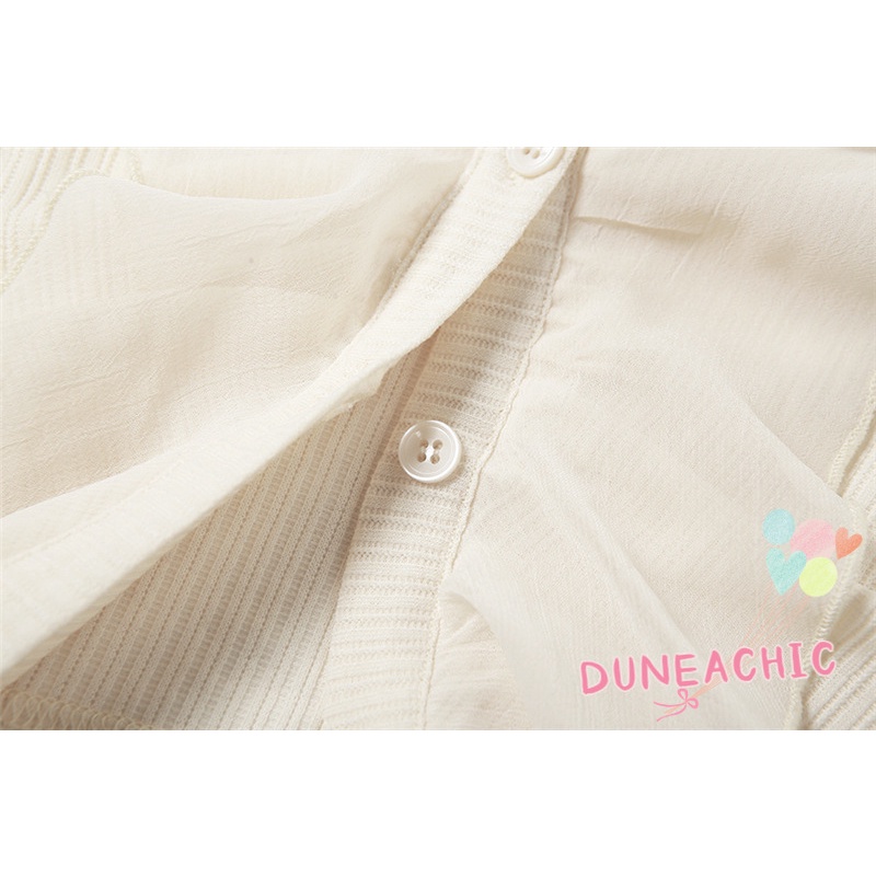 DUNEA Áo Croptop Tay Dài Phối Bèo Thời Trang Quyến Rũ Cho Nữ