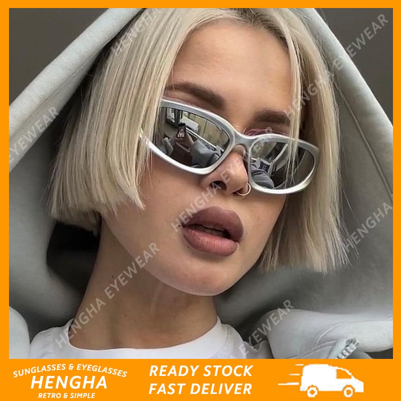 Kính Mát Hình Mắt Mèo Nhiều Màu Sắc Phong Cách Punk Vintage Thời Trang