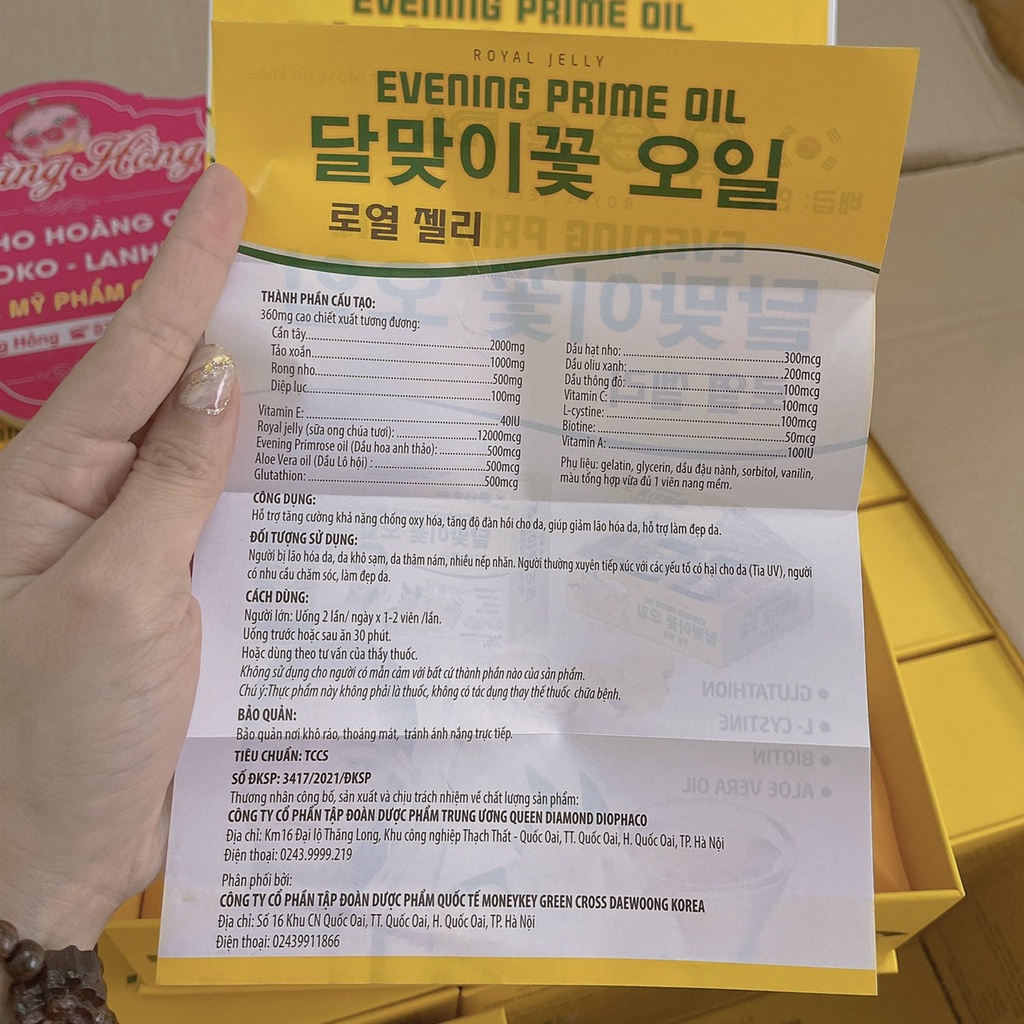 Tinh Dầu Hoa anh thảo EVENING PRIME OIL Hàn Quốc sét 2 lọ x30 viên