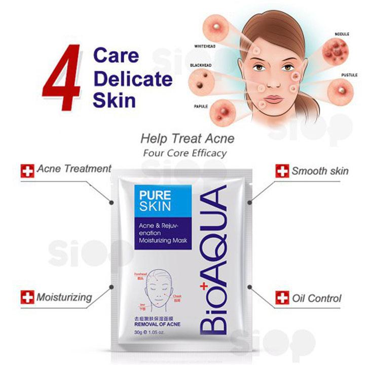 Lẻ 1 Miếng Mặt Nạ Bạc Loai Bỏ Mụn Đỏ Mask Pure Skin Bioaqua Nội Địa Trung